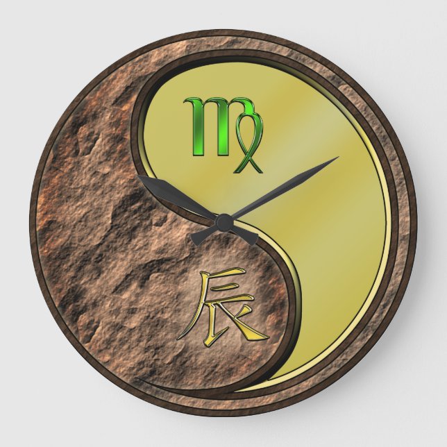Jungfrau & Metalldrache Große Wanduhr (Vorderseite)