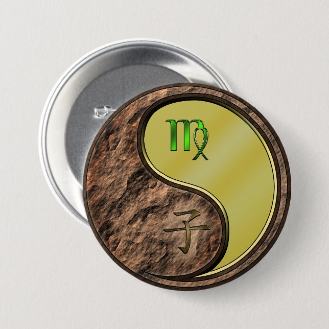 Jungfrau & Metallratte Button (Vorne & Hinten)