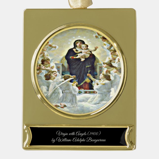 Jungfrau mit Angels Bouguereau Banner-Ornament Gold (Vorderseite)