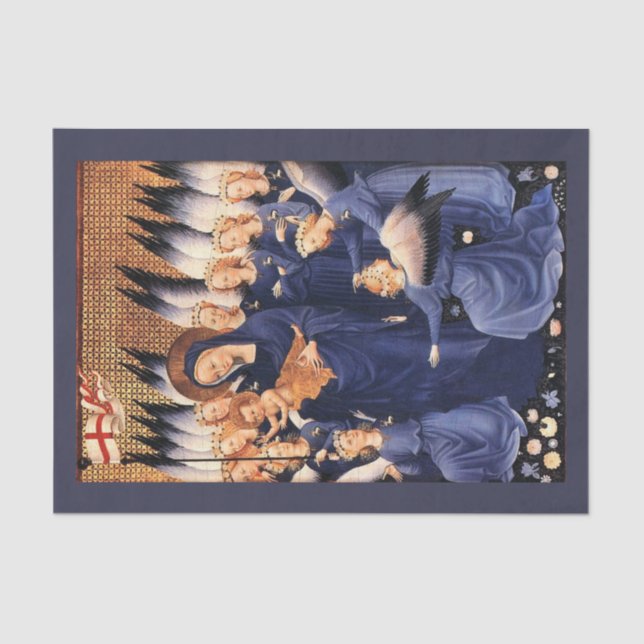 JUNGFRAU MIT KIND, ANGELN, CHRISTMAS JOACE-LIEBE SEIDENPAPIER (Vorderseite)