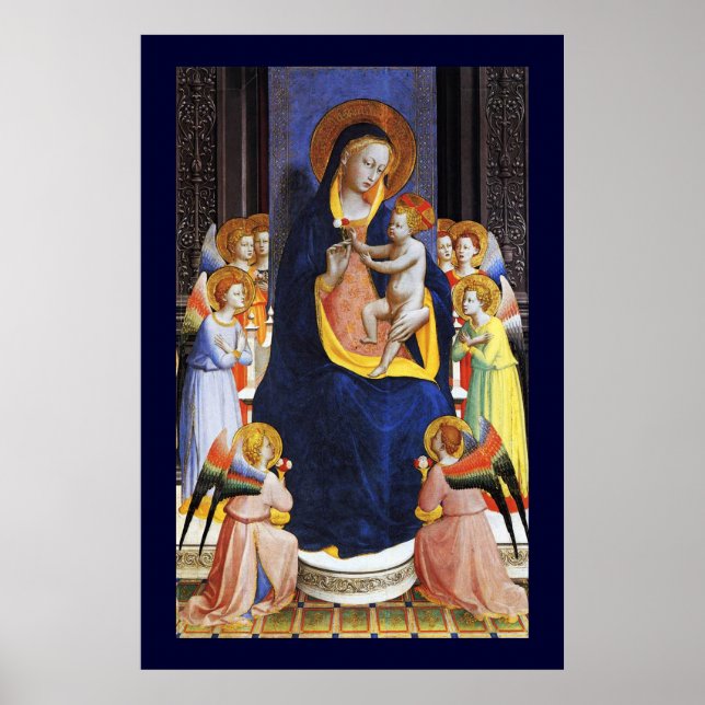 JUNGFRAU MIT KIND, ANGELN UND SITZEN POSTER (Vorne)