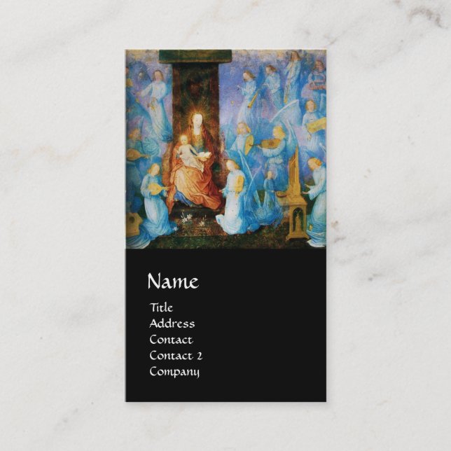 JUNGFRAU MIT KIND - KONZERT MIT BLAUEN ANGELN, sch Visitenkarte (Vorderseite)