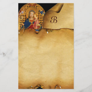 JUNGFRAU MIT KIND UND SITZEN , Monogramm des Perga Briefpapier