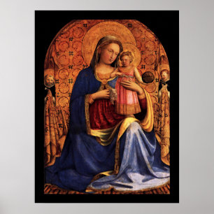 JUNGFRAU MIT KIND UND SITZEN VON Beato Angelico Poster