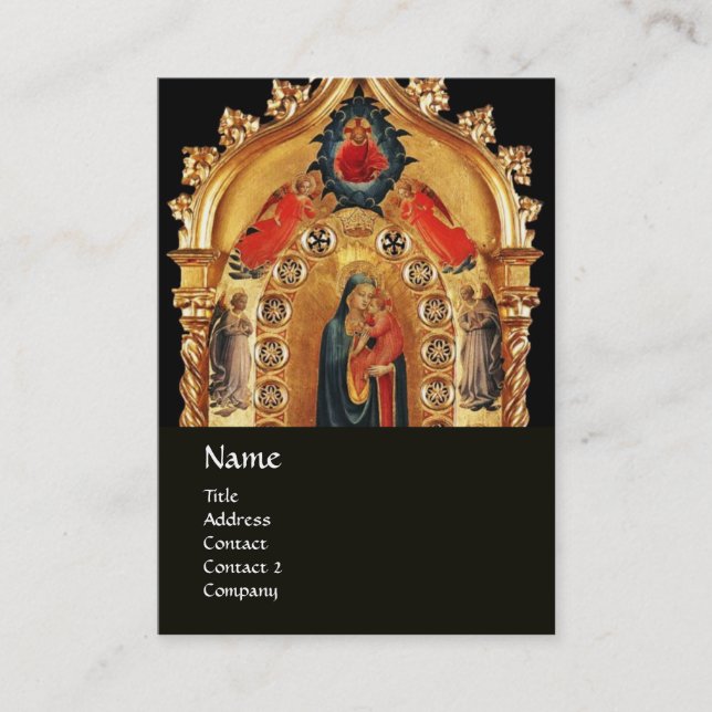 JUNGFRAU MIT KINDERN UND ANGELN GOLD SACRED ART IC VISITENKARTE (Vorderseite)