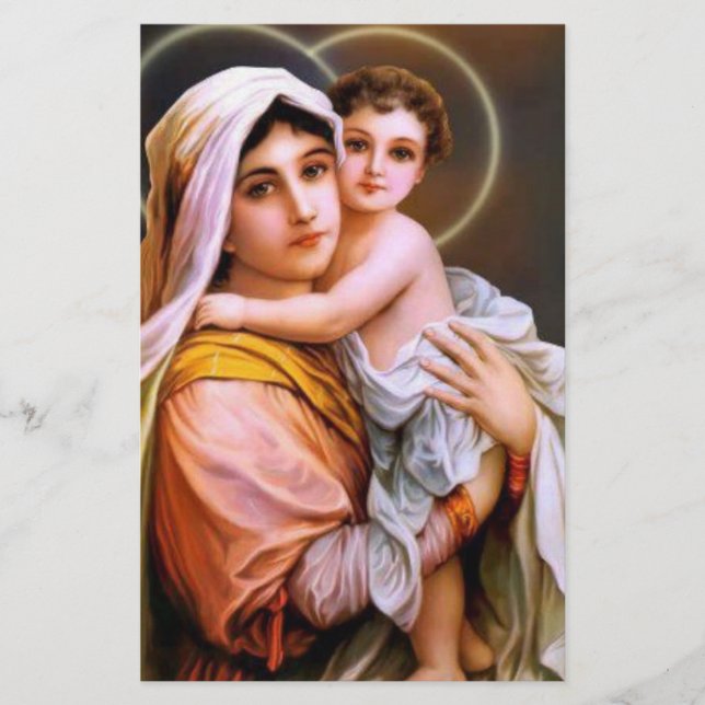 Jungfrau-Mutter Mary mit Baby Jesus Briefpapier (Vorderseite)