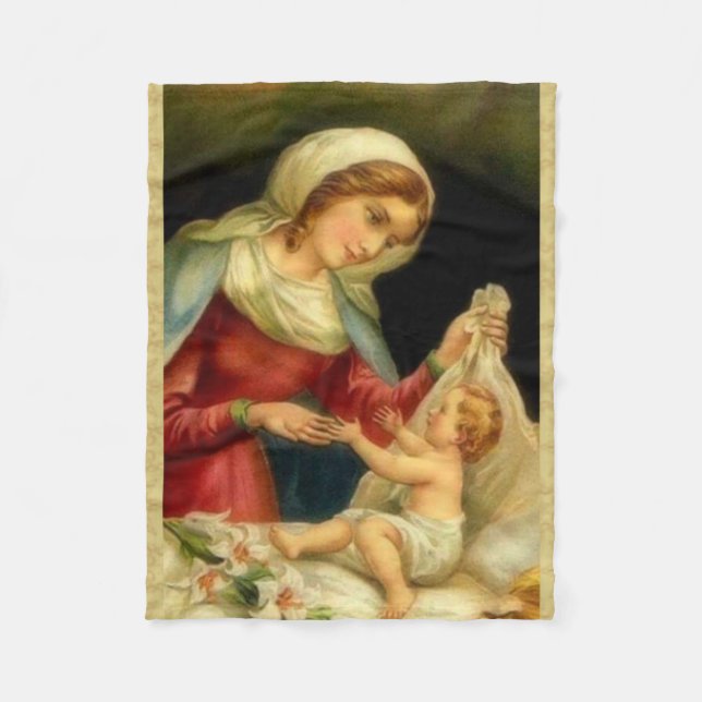 Jungfrau-Mutter Mary mit Baby Jesus Fleecedecke (Vorderseite)