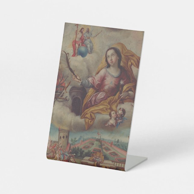 Jungfrau Saint Barbara und Märtyrer Sockelschild (Vorderseite)