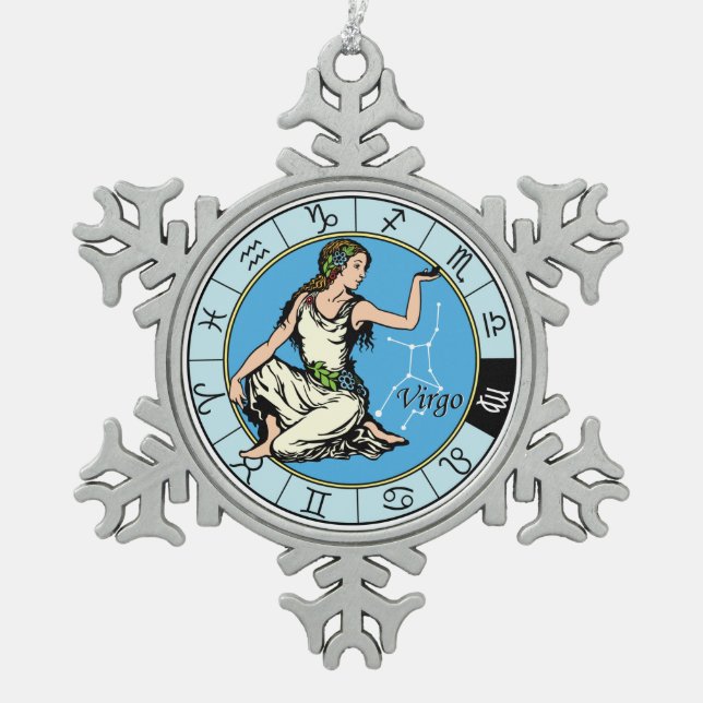 Jungfrau Schneeflocken Zinn-Ornament (Vorderseite)
