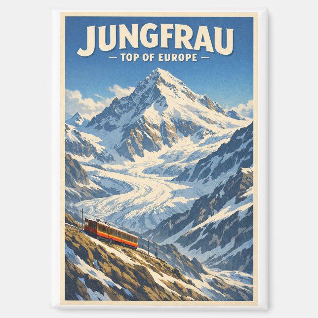 Jungfrau, Schweiz, in klassischem Retro-Stil  Magnet (Vorderseite)