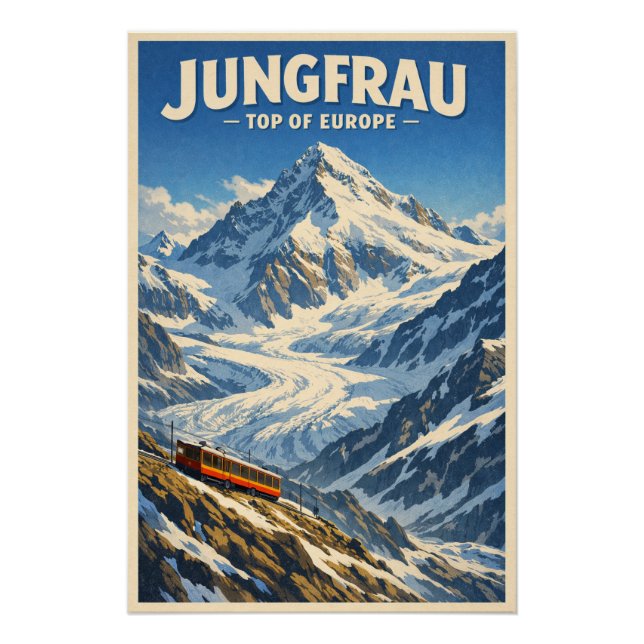 Jungfrau, Schweiz, in klassischem Retro-Stil Poster (Vorderseite)