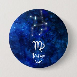Jungfrau-Sternbild Blaue Galaxie Monogramm Button