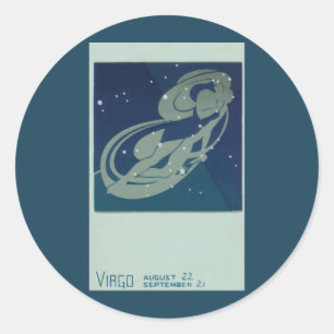 Jungfrau-Sternbild Vintage-Tierkreis Astrologie Runder Aufkleber