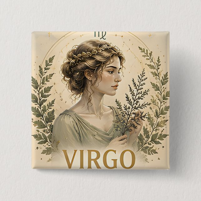 Jungfrau-Sternzeichen Geburtstags-Astrologie-Gesch Button (Vorderseite)
