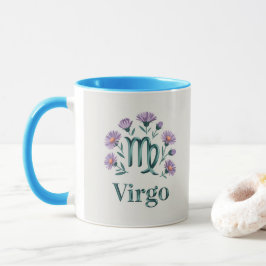 Jungfrau-Sternzeichen-Glyphe-Aster-Blumen-Tasse Tasse
