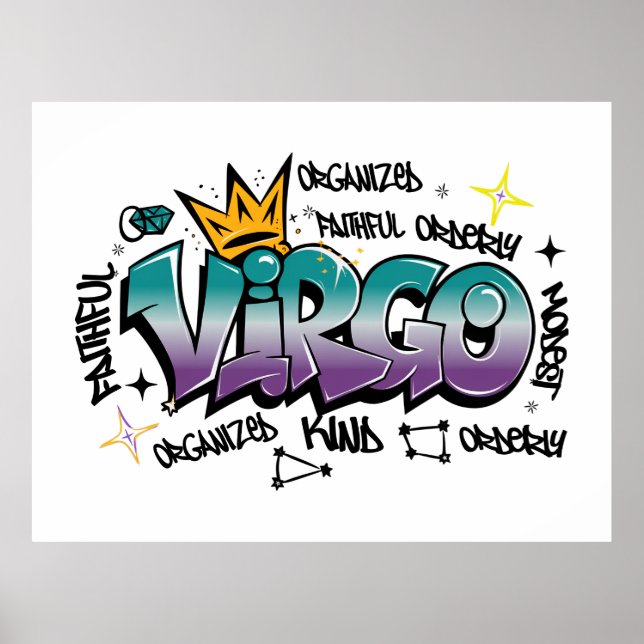 Jungfrau-Sternzeichen-Graffiti Poster (Vorne)