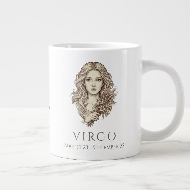 Jungfrau-Sternzeichen personalisierter Name & Gebu Jumbo-Tasse (Rechts)