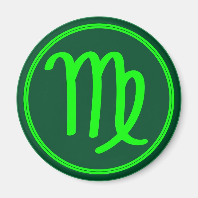 Jungfrau-Sternzeichen-Symbol grüner Kontrast Magnet (Vorne)