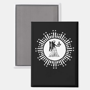 Jungfrau-Sternzeichen-Symbol mit Sternen und strah Magnet