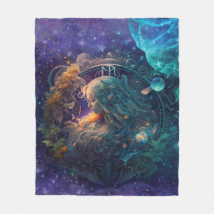 Jungfrau-Sternzeichen Wasserfarben-Design Fleecedecke