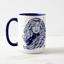 Jungfrau-Tierkreis-Marine-Blau u. Tasse