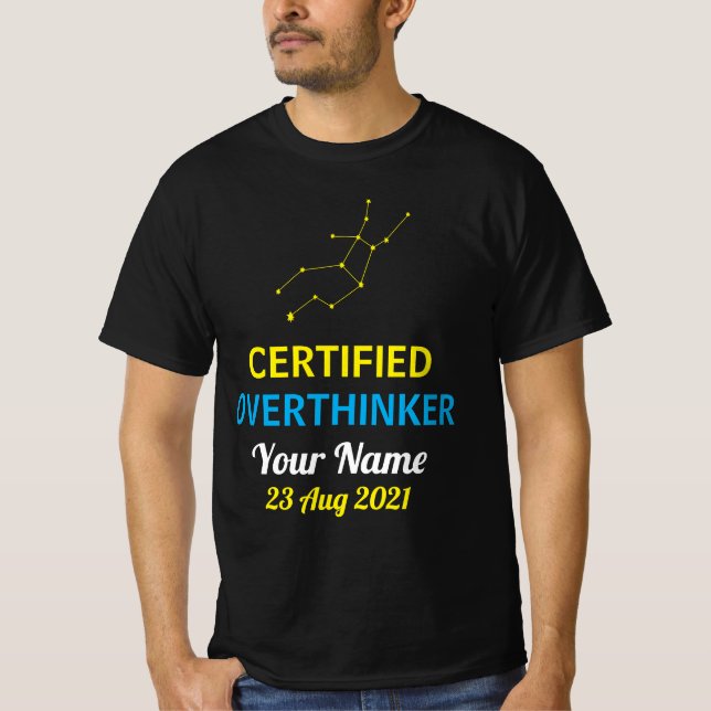 Jungfrau-Überdenker-T-Shirt – Personalisiertes Cha T-Shirt (Vorderseite)