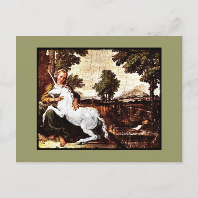 Jungfrau und das Einhorn Postkarte (Vorderseite)