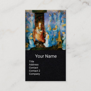 JUNGFRAU UND KIND, BLAUE MUSIKANGELN, Schwarzes Pa Visitenkarte