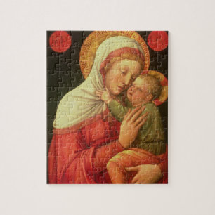 Jungfrau und Kind, c.1465 (Öl auf Platte) Puzzle