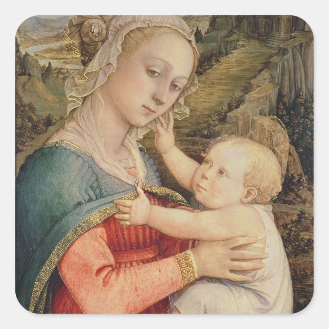 Jungfrau und Kind, c.1465 Quadratischer Aufkleber (Vorderseite)
