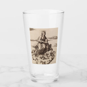 Jungfrau und Kind in den Wolken Glas