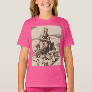 Jungfrau und Kind in den Wolken T-Shirt