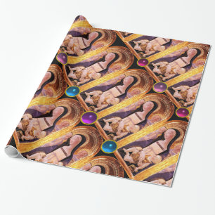 JUNGFRAU UND KIND MIT BLAU, PINK, LILA GEMSTONEN GESCHENKPAPIER