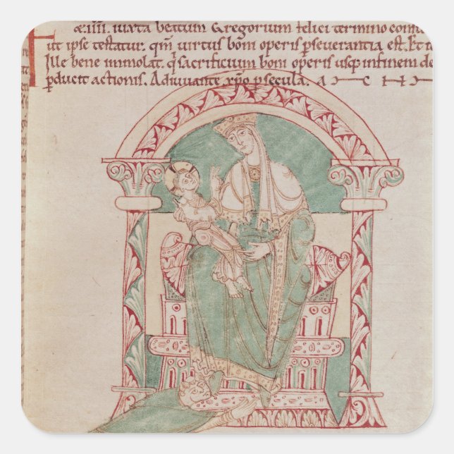 Jungfrau und Kind mit dem Hl. Gregory the Great Quadratischer Aufkleber (Vorderseite)
