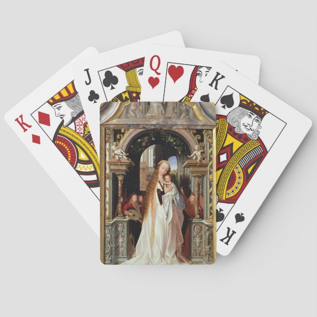 Jungfrau und Kind mit Drei Engeln, zentrale Tafel Spielkarten (Rückseite)