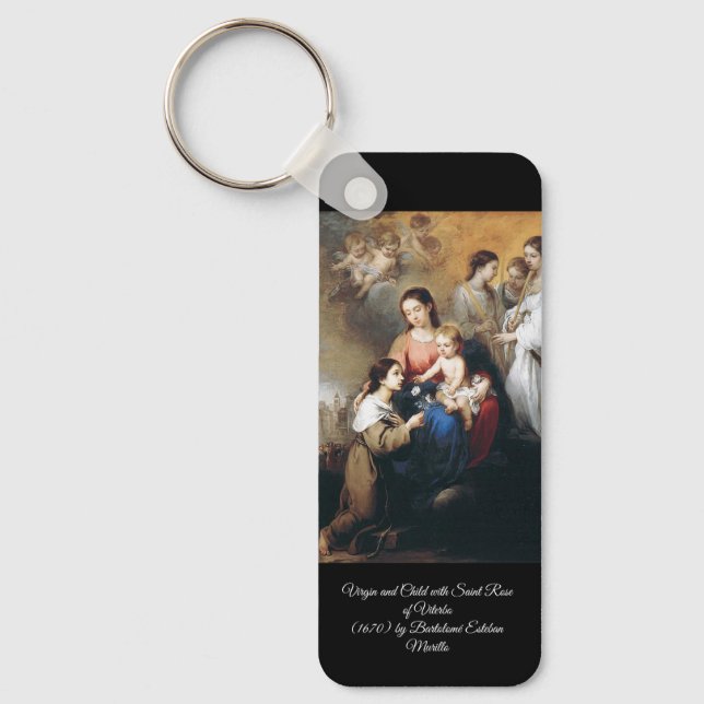 Jungfrau und Kind mit Rose Schlüsselanhänger (Vorderseite)