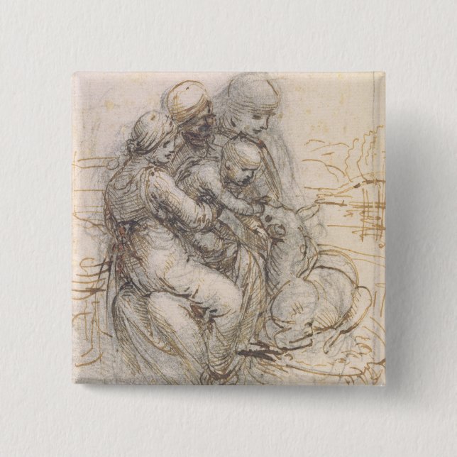 Jungfrau und Kind mit St Anne, c.1501-10 (Stift Button (Vorderseite)