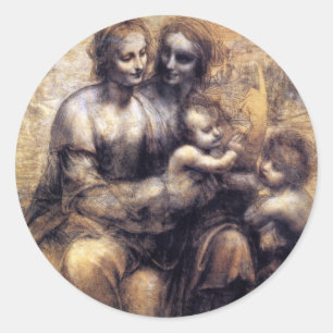 Jungfrau und Kind mit St. Anne Sketch Runder Aufkleber