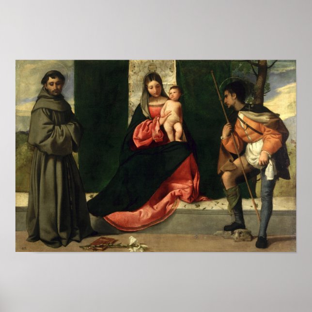 Jungfrau und Kind mit St. Anthony von Padua Poster (Vorne)