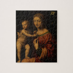 Jungfrau und Kind (Öl auf Platte) 2 Puzzle