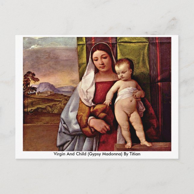 Jungfrau und Kind (Sinti und Roma Madonna) von Tiz Postkarte (Vorderseite)