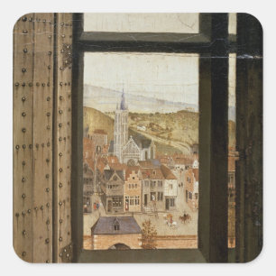 Jungfrau und Kind vor einem Firescreen, c.1440 2 Quadratischer Aufkleber