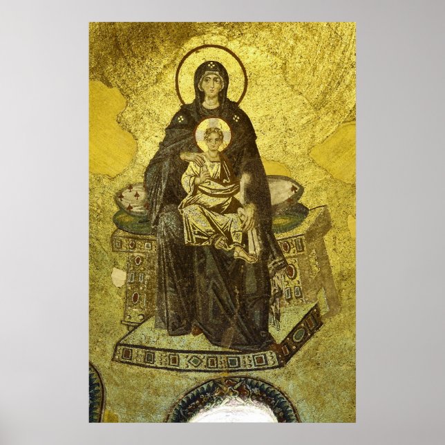 Jungfrau und Kindermosaik aus der Hagia Sophia Poster (Vorne)
