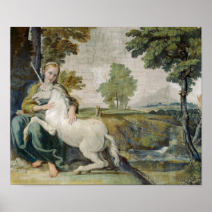 Jungfrau und Unicorn - Domenichino Palazzo Farnese Poster