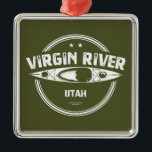 Jungfrau Utah Kayaking Ornament Aus Metall<br><div class="desc">Die Jungfrau ist ein Nebenfluss des Colorado River in den US-Staaten Utah,  Nevada und Arizona. Der Fluss ist etwa 262 Meilen lang. Im Jahr 2009 wurde es zum ersten wilden und landschaftlichen Fluss in Utah erklärt,  während der hundertjährigen Feier des Zion Nationalparks.</div>
