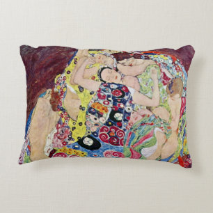 Jungfrau (Virgin), Gustav Klimt, Vintage Art Nouve Dekokissen