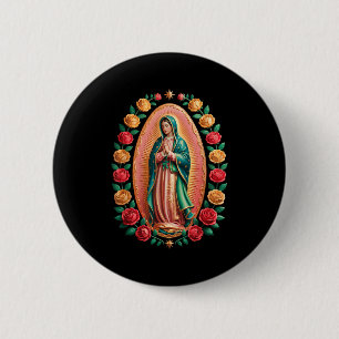 Jungfrau von Guadalupe Heilige Maria Christlich Re Button