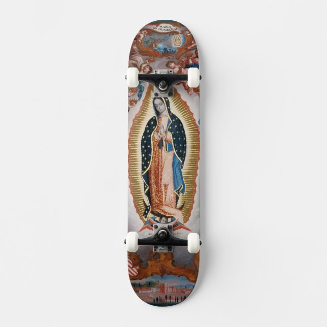 "Jungfrau von Guadalupe" religiöse Kunst Skateboard (Vorderseite)