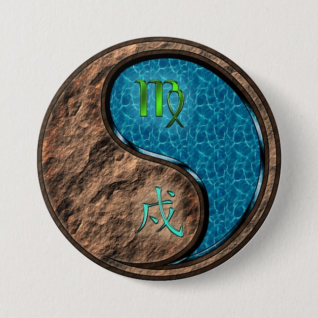Jungfrau & Wasserhund Button (Vorderseite)
