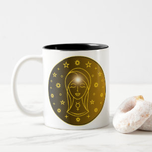 Jungfrau-Zodiak-Emblem Minimales Himmelssymbol Zweifarbige Tasse